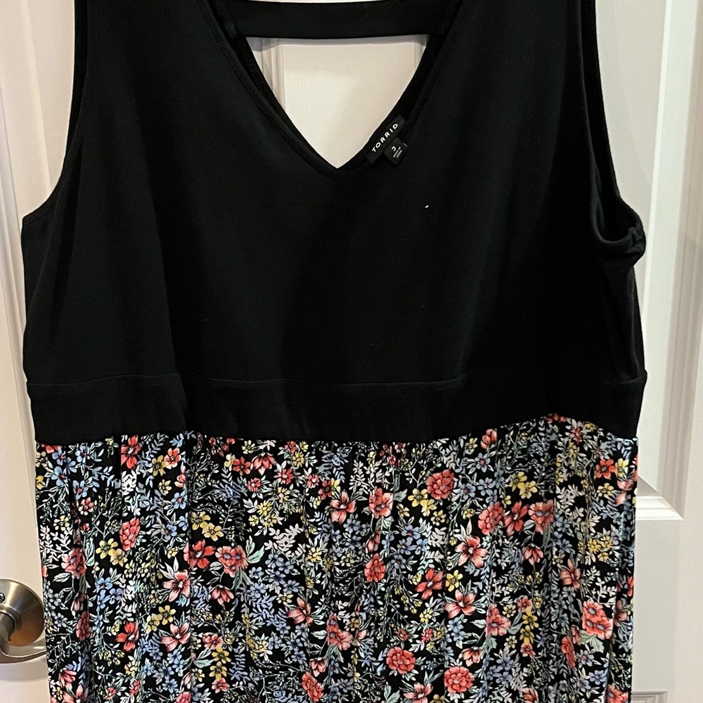 torrid Black Tank with Multicolor Floral Skirted Hem